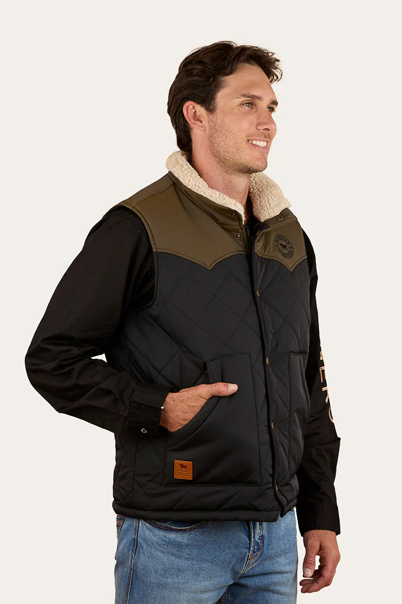 Ringers Western McKinlay Mens Puffer Vest - Military Green/Black