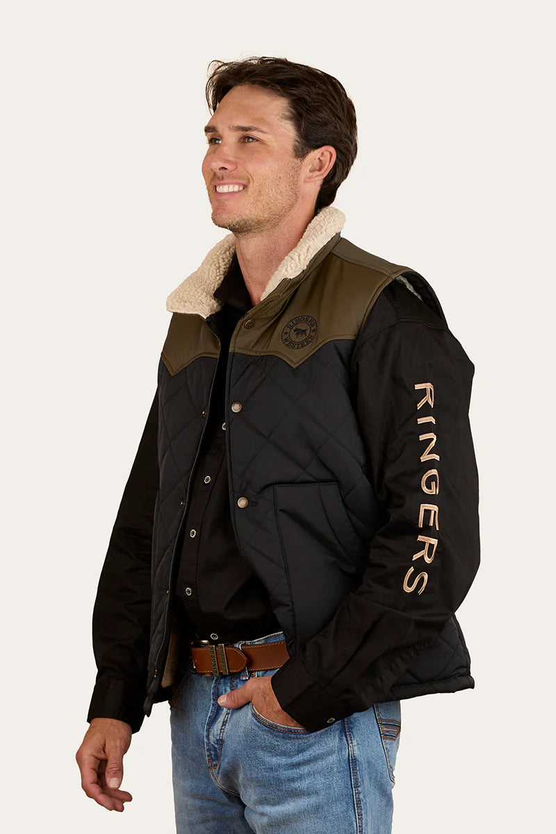 Ringers Western McKinlay Mens Puffer Vest - Military Green/Black