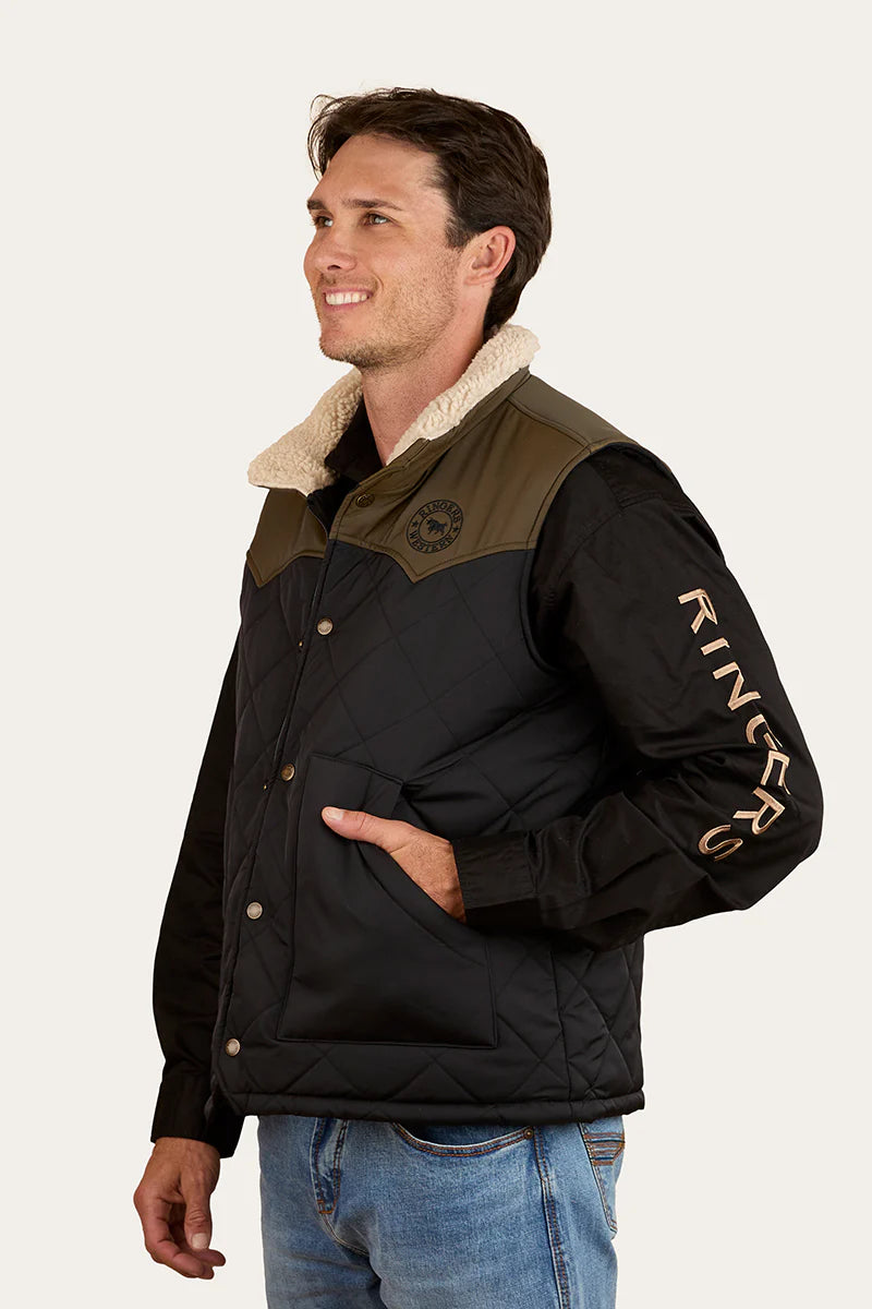 Ringers Western McKinlay Mens Puffer Vest - Military Green/Black