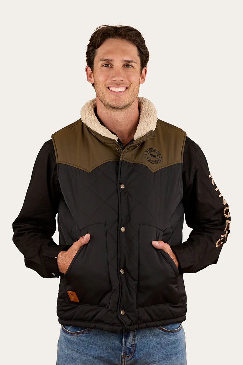 Ringers Western McKinlay Mens Puffer Vest - Military Green/Black