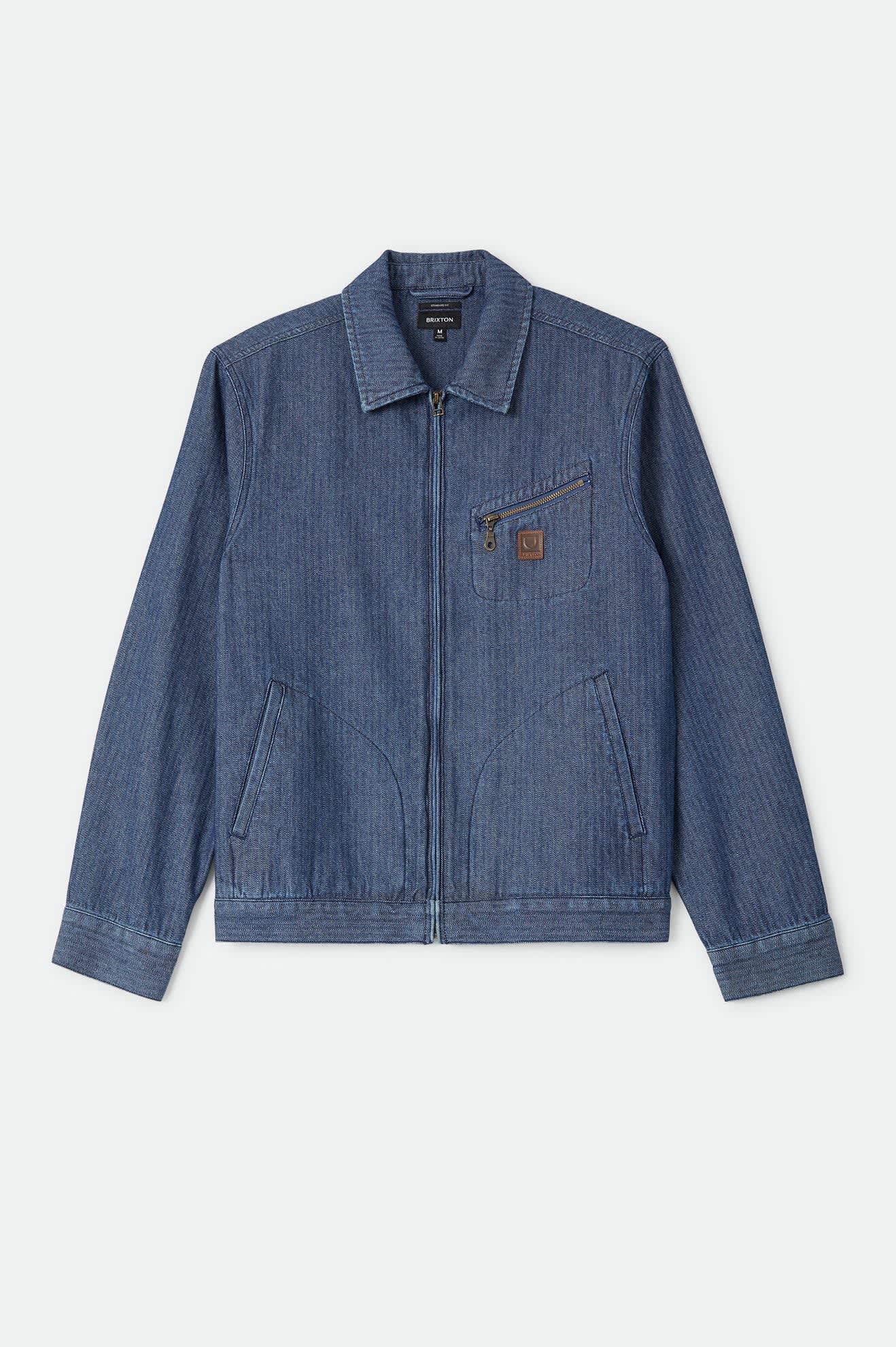 Brixton Men's Mechanic Garage Zip Jacket - Indigo Herringbone