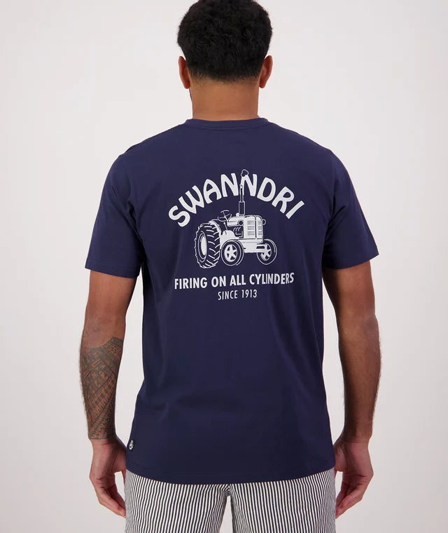 Swanndri Men’s All Cylinders T-Shirt – Navy/Ecru