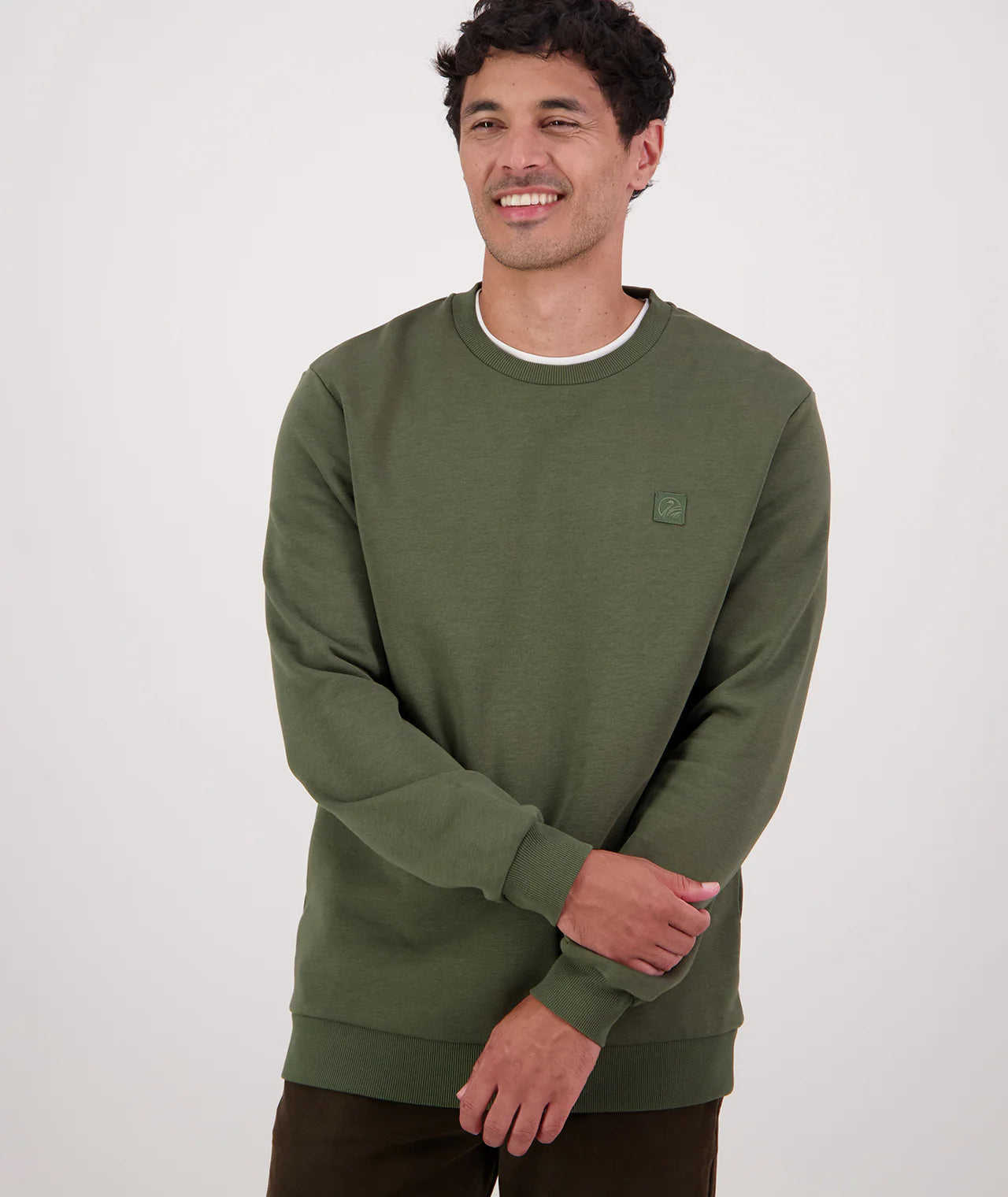 Swanndri Men's Fundamentals Cotton Fleece Crew - Olive