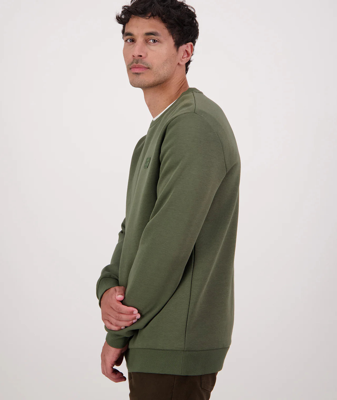 Swanndri Men's Fundamentals Cotton Fleece Crew - Olive