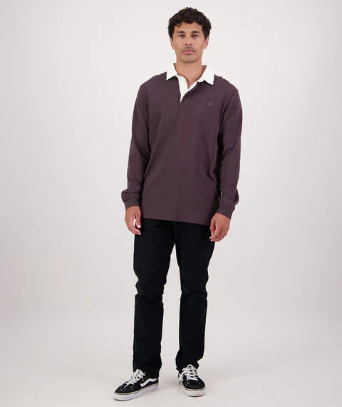Swanndri Men's Fundamentals Long Sleeve Rugby Top - Espresso