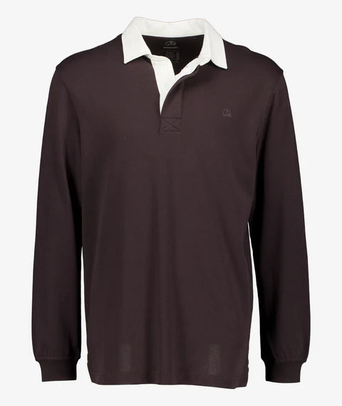 Swanndri Men's Fundamentals Long Sleeve Rugby Top - Espresso