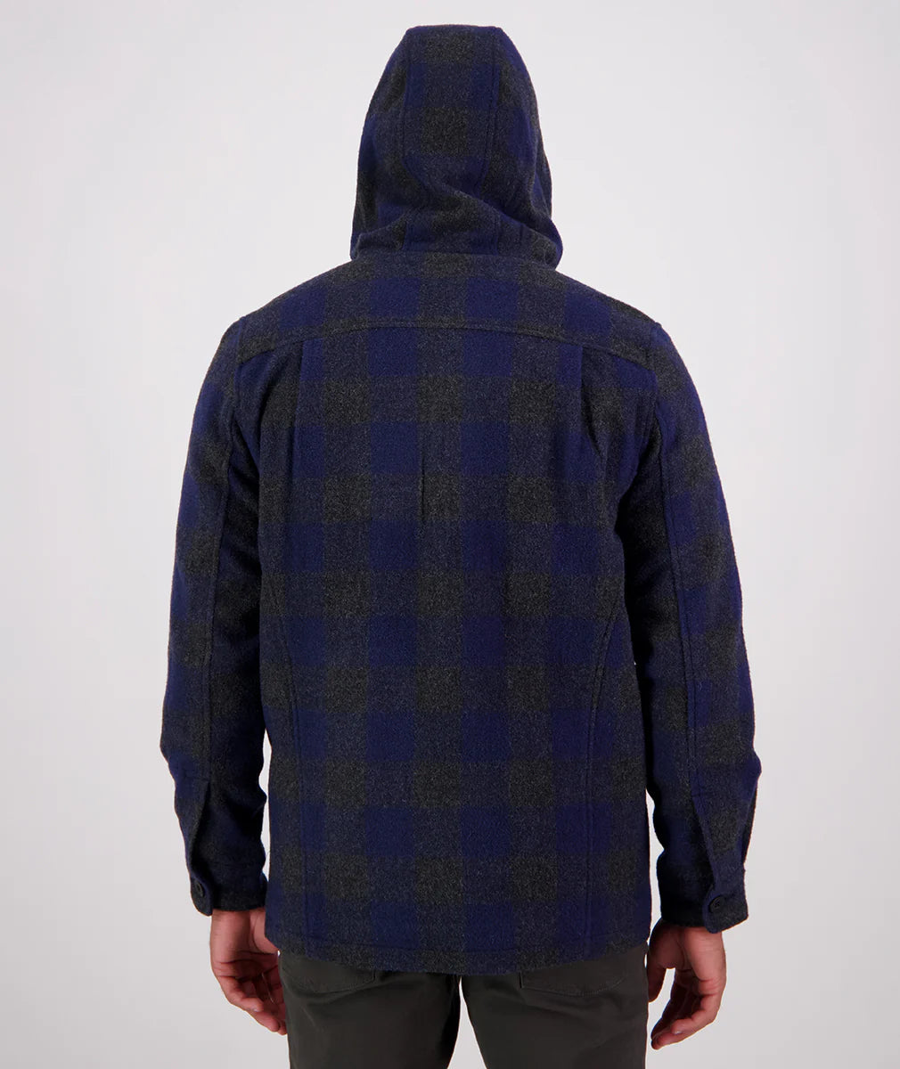 Swanndri Men's Hudson Wool Hoodie - Shadow/Navy Check
