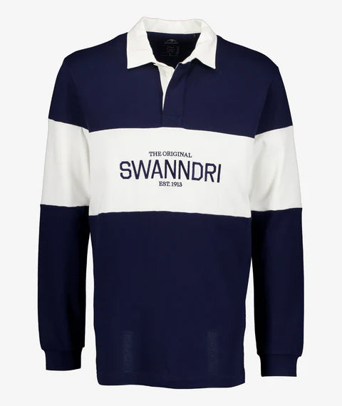 Swanndri Men's Leeston Long Sleeve Rugby Top - Navy/White