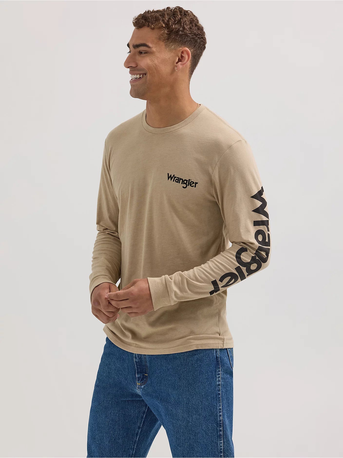 Wrangler Men's Long Sleeve Truck Back Graphic T-Shirt - Trench Coat Heather