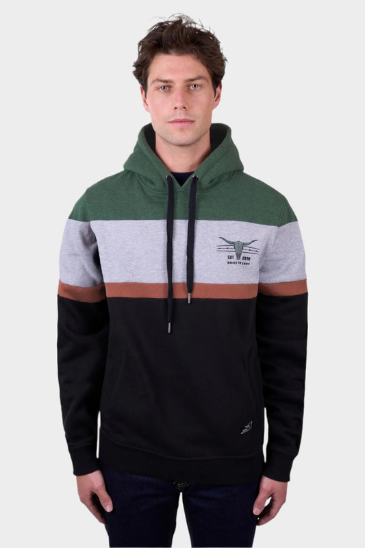 Pure Western Men’s Nick Pullover Hoodie - Black/Green Marle