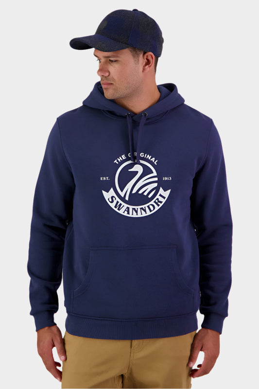 Swanndri Men's Original V2 Fleece Hoodie - Navy/Glacier Grey