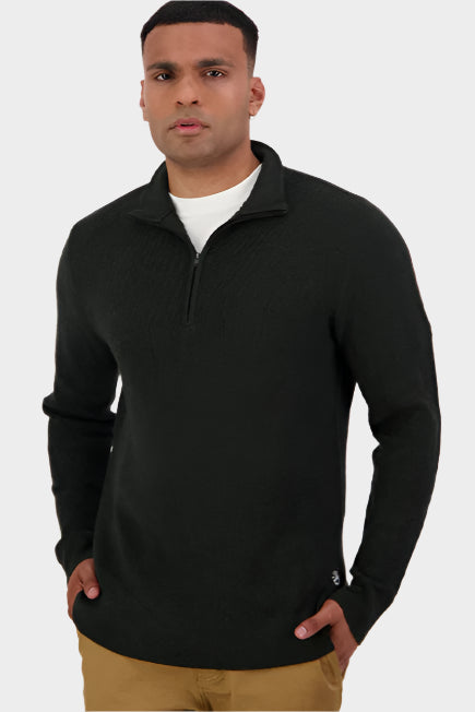 Swanndri Men's Otahu River 14 Zip Merino Knit - Black
