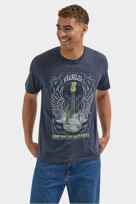 Wrangler Men's Rocking Guitar Graphic T-Shirt - Dark Sapphire Heather