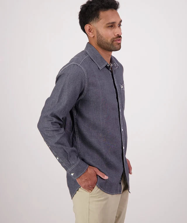Swanndri Men’s Stanmore Bay Long Sleeve Linen Shirt – Shadow