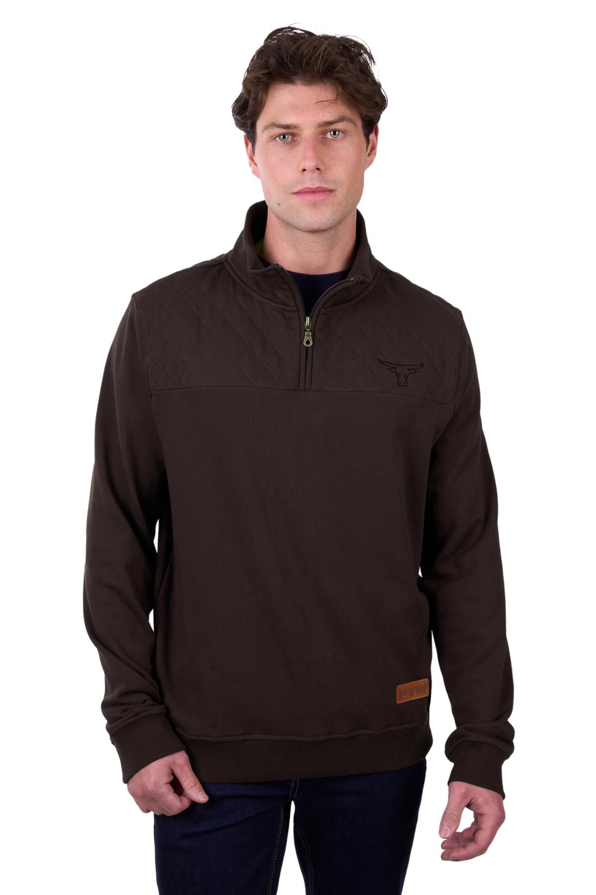 Pure Western Men’s Troy 14 Zip Pullover - Chocolate