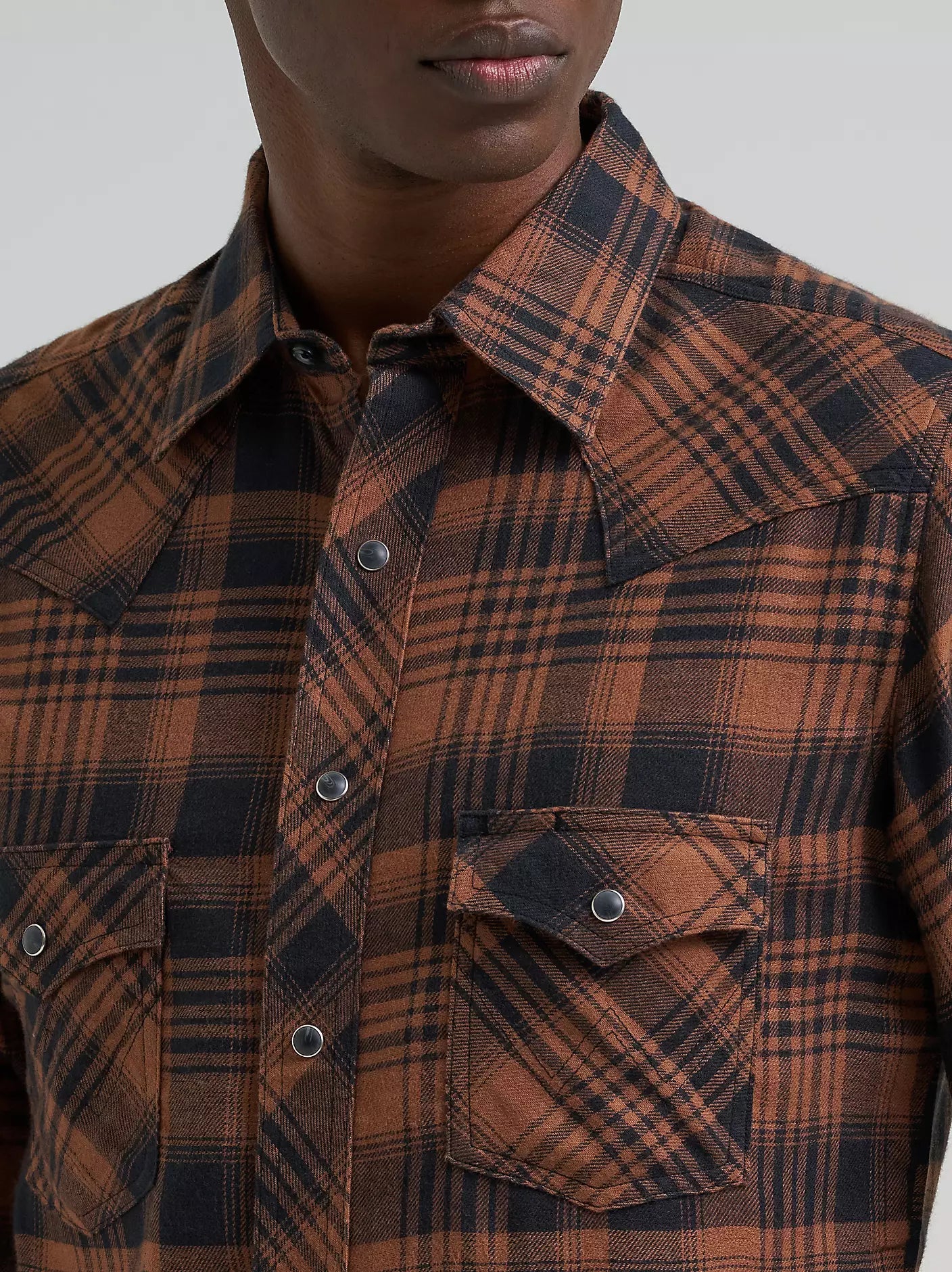 Wrangler Retro® Men's Long Sleeve Flannel Western Snap Plaid Shirt - Sable