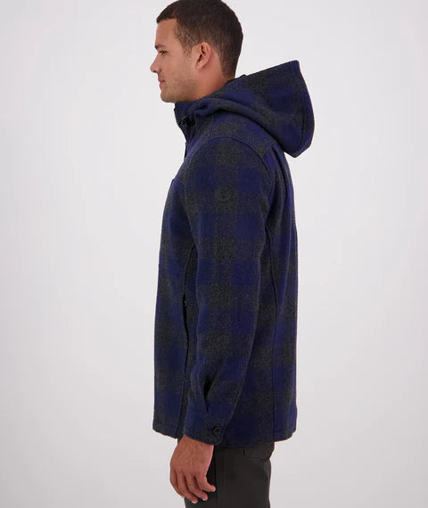 Swanndri Men's Hudson Wool Hoodie - Shadow/Navy Check