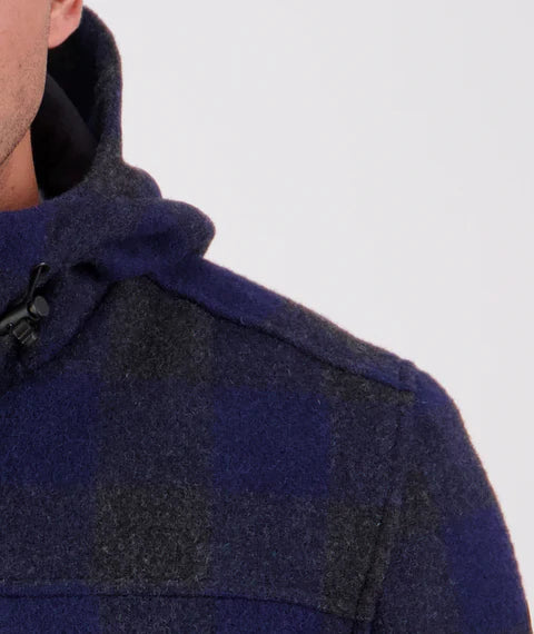 Swanndri Men's Hudson Wool Hoodie - Shadow/Navy Check