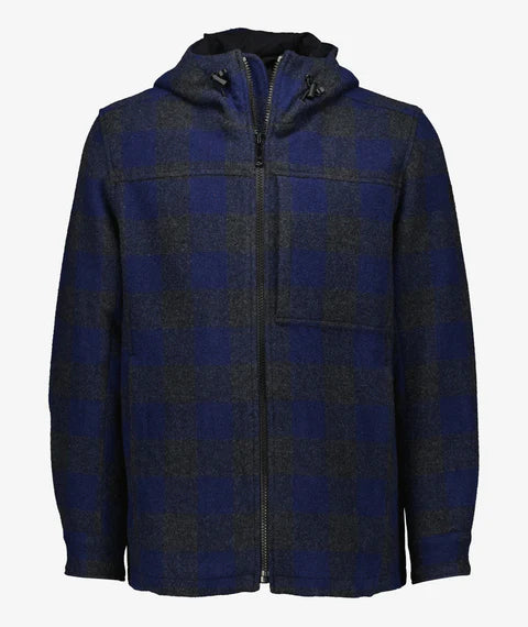 Swanndri Men's Hudson Wool Hoodie - Shadow/Navy Check