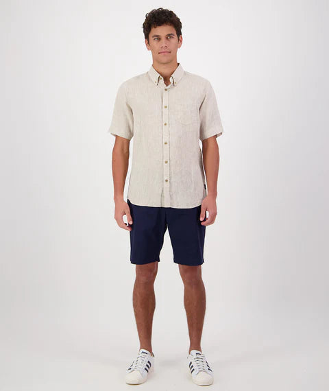Swanndri Men's Humber Linen Short Sleeve Shirt - Mineral