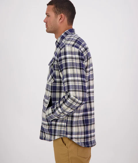 Swanndri Men's Morven Sherpa Long Sleeve Shirt - Navy/Horizon Grey