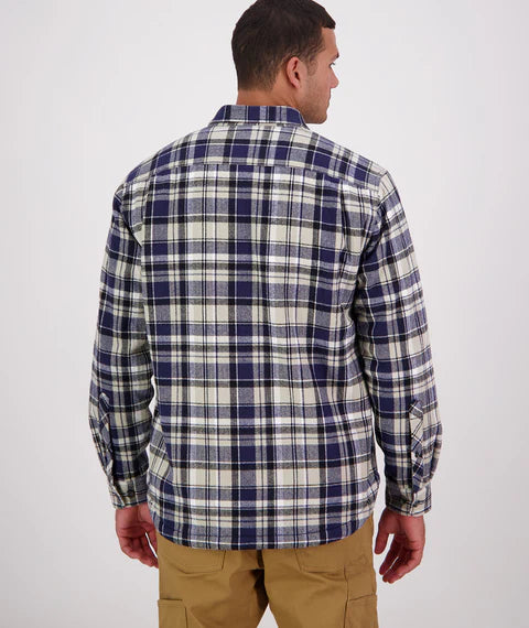 Swanndri Men's Morven Sherpa Long Sleeve Shirt - Navy/Horizon Grey