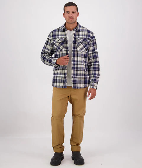 Swanndri Men's Morven Sherpa Long Sleeve Shirt - Navy/Horizon Grey