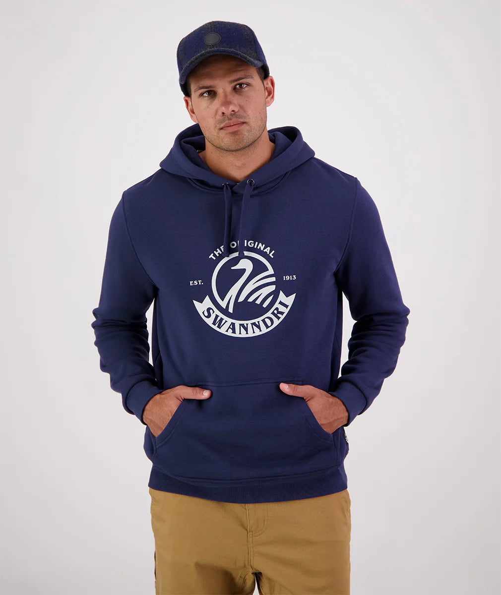 Swanndri Men's Original V2 Fleece Hoodie - Navy/Glacier Grey