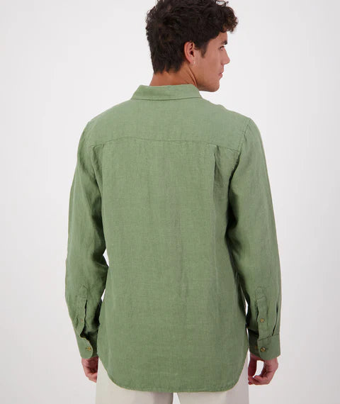 Swanndri Men's Puhoi Linen Long Sleeve Shirt - Clover