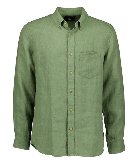 Swanndri Men's Puhoi Linen Long Sleeve Shirt - Clover