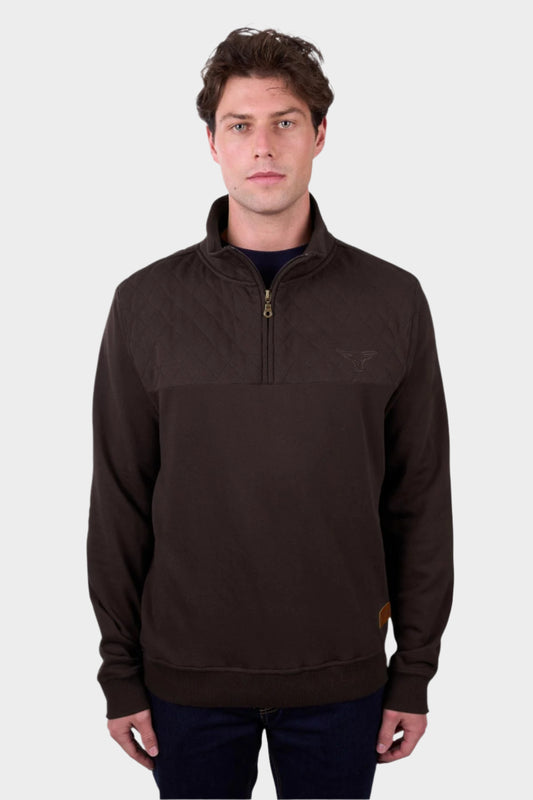 Pure Western Men’s Troy 14 Zip Pullover - Chocolate