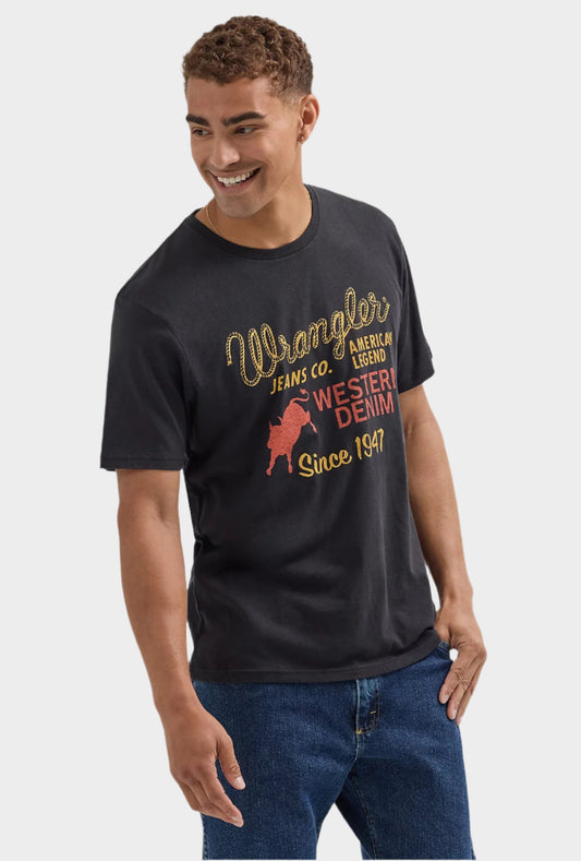 Wrangler Men's Rope Emblem Graphic T-shirt - Washed Black