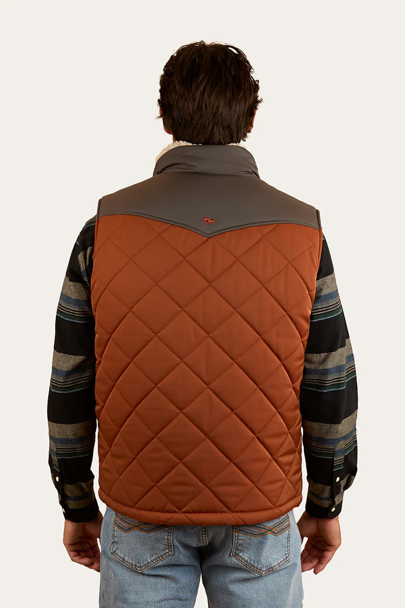 Ringers Western Mens McKinlay Puffer Vest - Tobacco / Charcoal