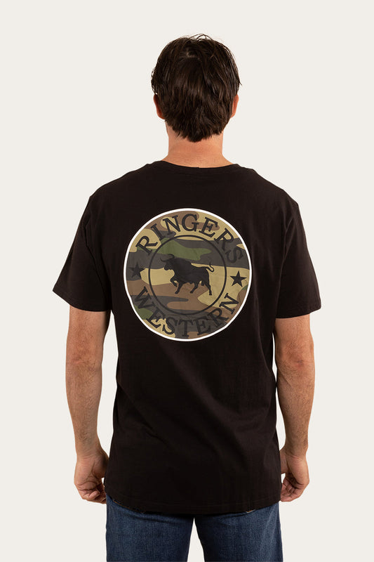 RINGERS WESTERN SIGNATURE BULL MENS LOOSE FIT T-SHIRT - BLK/CAMO