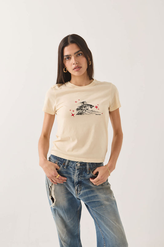 Brixton Women's Mid Century Ranch Slim Crew T-Shirt - Whitecap