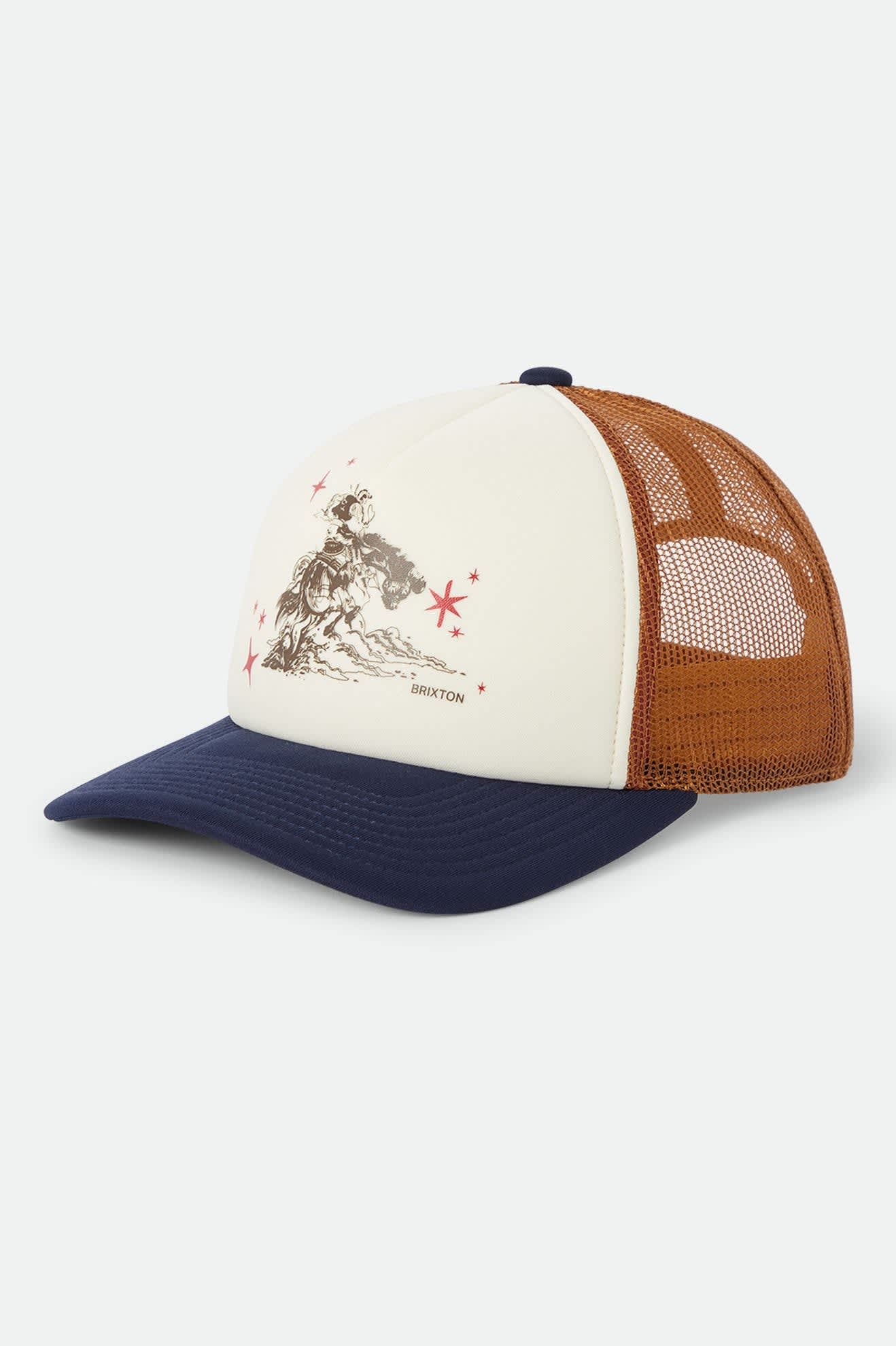 Brixton Unisex Mid Century Ranch Trucker Hat - Off White/Washed Navy/Caramel