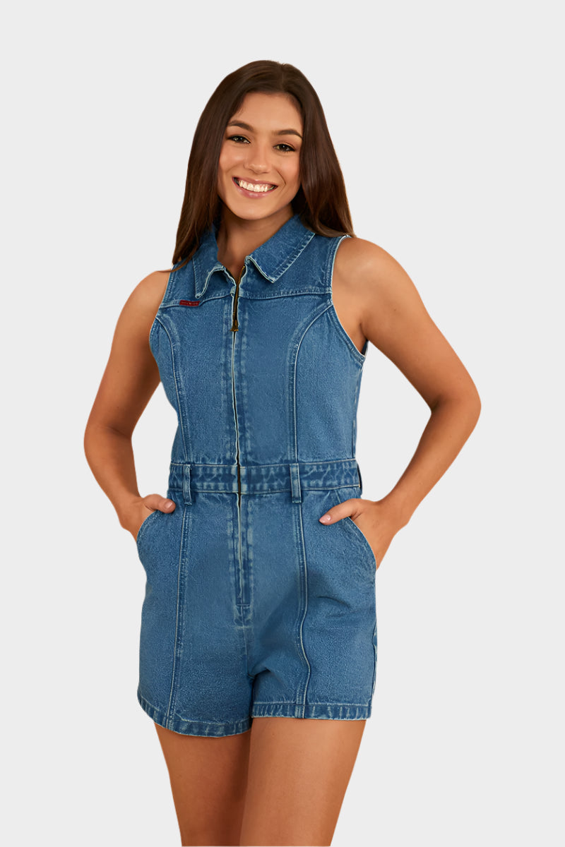 Ringers Western Women's Mimi Playsuit - Mid Wash Blue