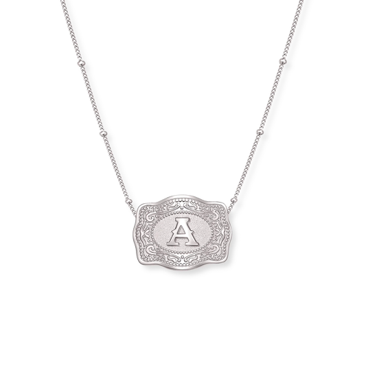 SpurWest Mini Belt Buckle Necklace (Initial) - Silver