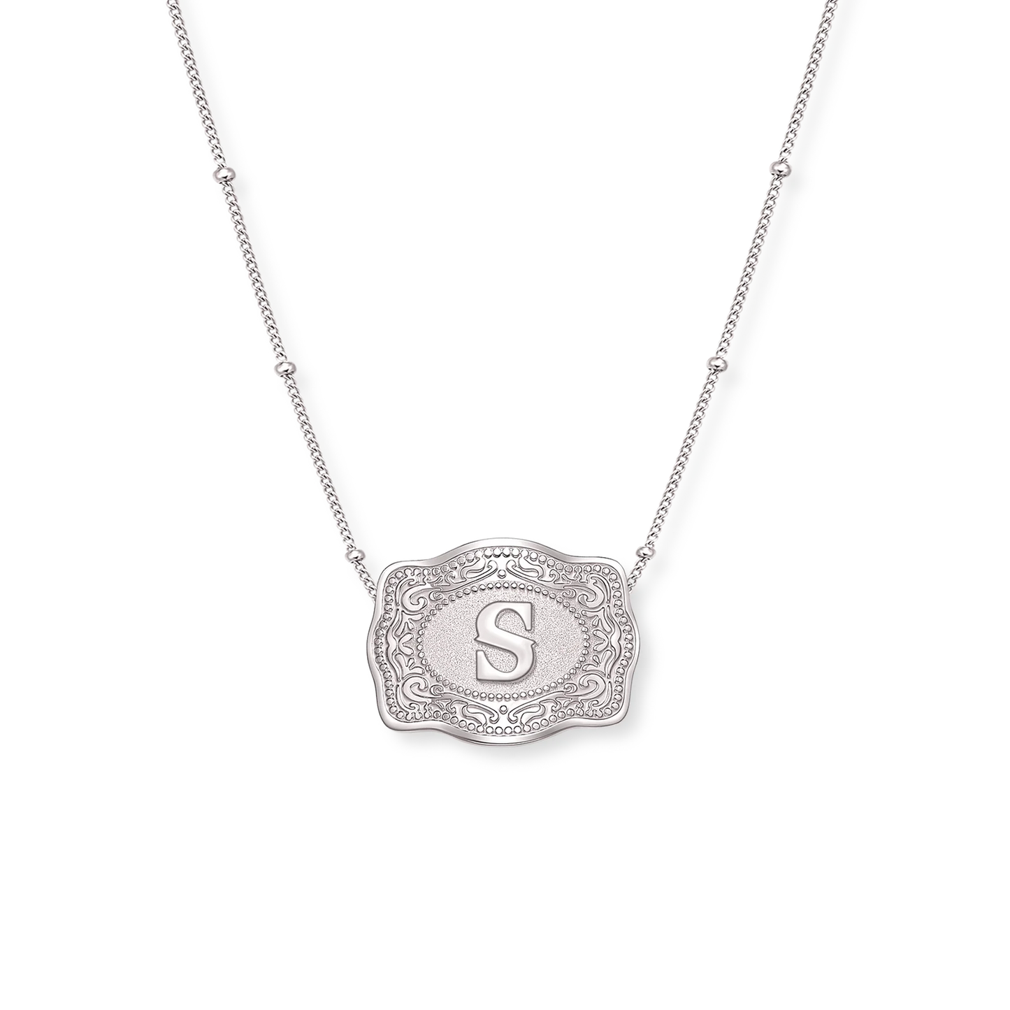 SpurWest Mini Belt Buckle Necklace (Initial) - Silver