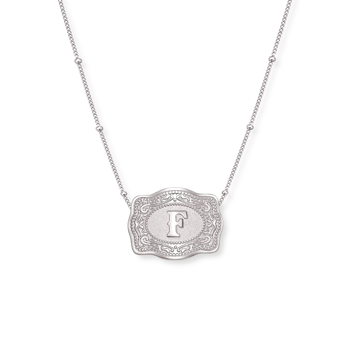 SpurWest Mini Belt Buckle Necklace (Initial) - Silver