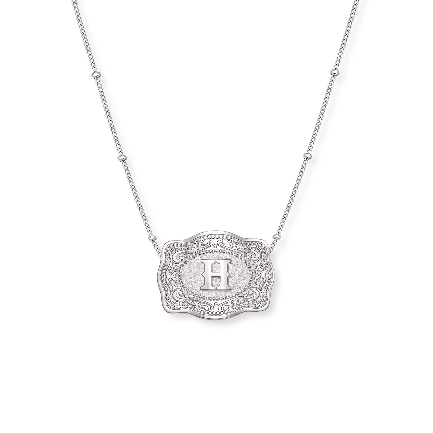 SpurWest Mini Belt Buckle Necklace (Initial) - Silver