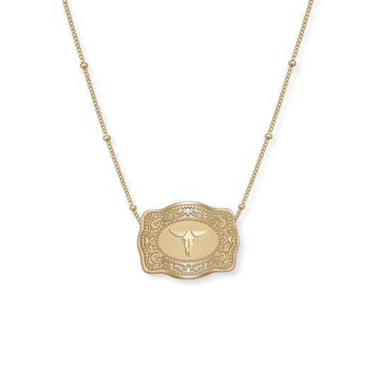 SpurWest Mini Belt Buckle Necklace (Longhorn)