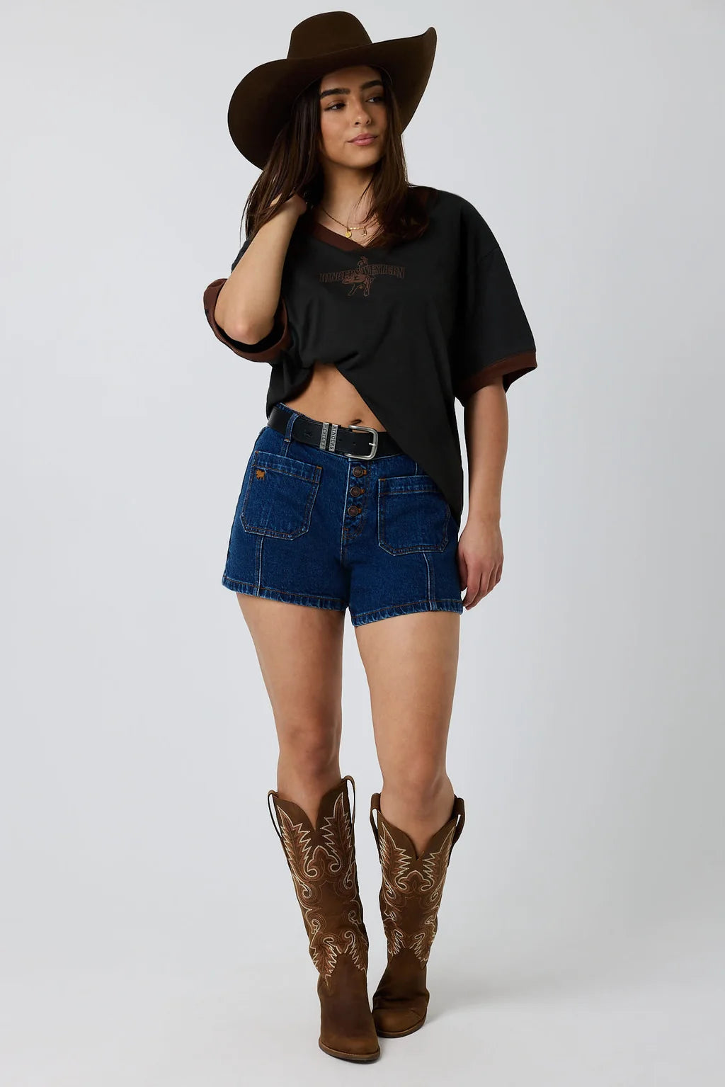 Ringers Western Mollie Women’s High Rise Sailor Denim Shorts - Classic Blue