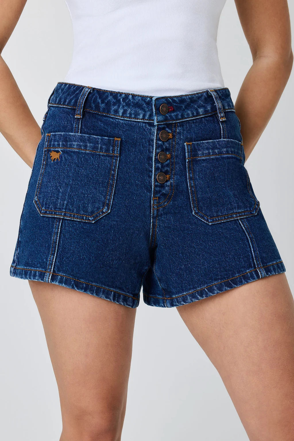 Ringers Western Mollie Women’s High Rise Sailor Denim Shorts - Classic Blue