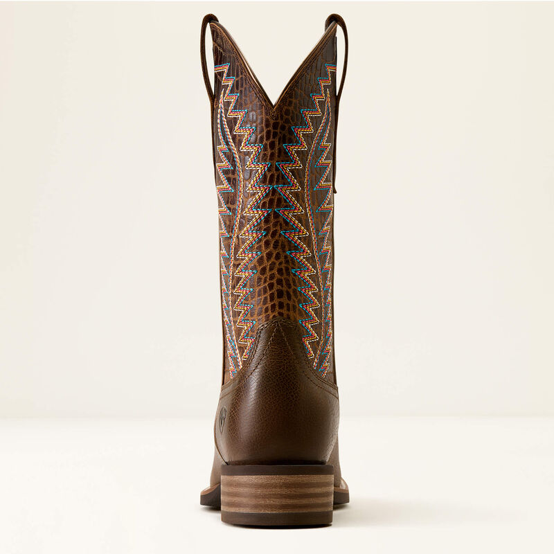 Ariat Women's Monte Vista Wide Square Toe Western Boot - Wicker Chocolate Croc Print