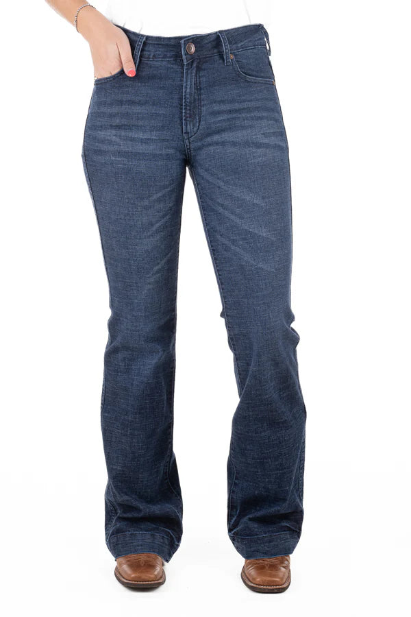 Hitchley & Harrow Women's Trouser - SR2164 "Montrose" Rose Gold Stitch Jeans 35Leg
