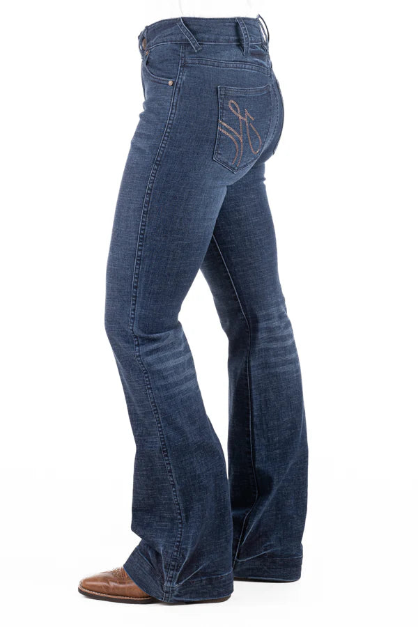 Hitchley & Harrow Women's Trouser - SR2164 "Montrose" Rose Gold Stitch Jeans 35Leg