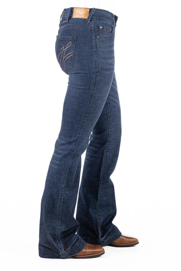 Hitchley & Harrow Women's Trouser - SR2164 "Montrose" Rose Gold Stitch Jeans 35Leg