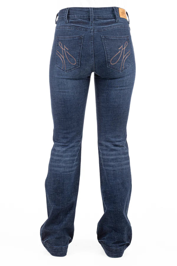 Hitchley & Harrow Women's Trouser - SR2164 "Montrose" Rose Gold Stitch Jeans 35Leg