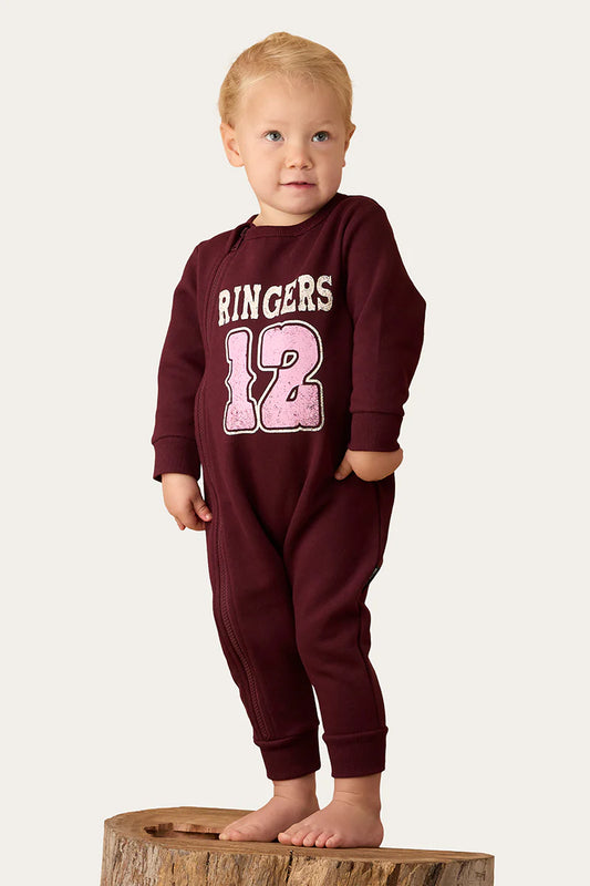 Ringers Western Babies Moto Fleece Long Sleeve Zip Onsie
